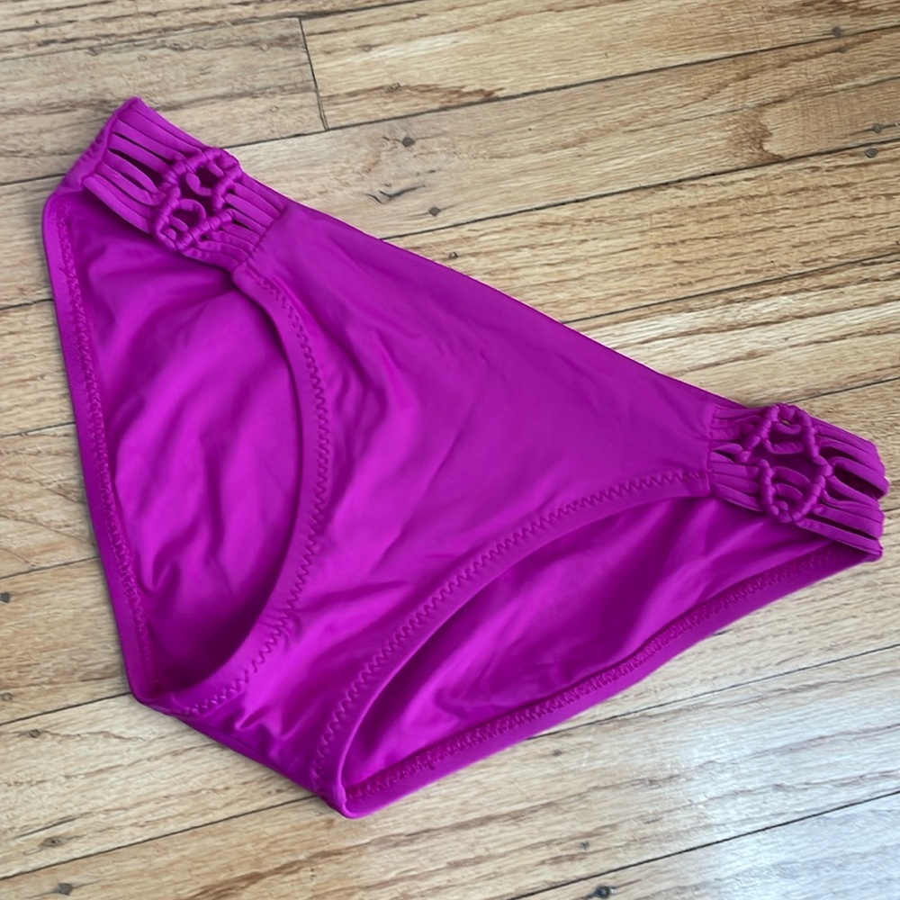 BECCA Fuchsia Pink "Janis"  Macramé Bikini Bottom Small